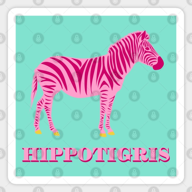 Pink Modern Minimal Zebra Silhouette - Hippotigris Magnet by Nuclear Red Headed Mare